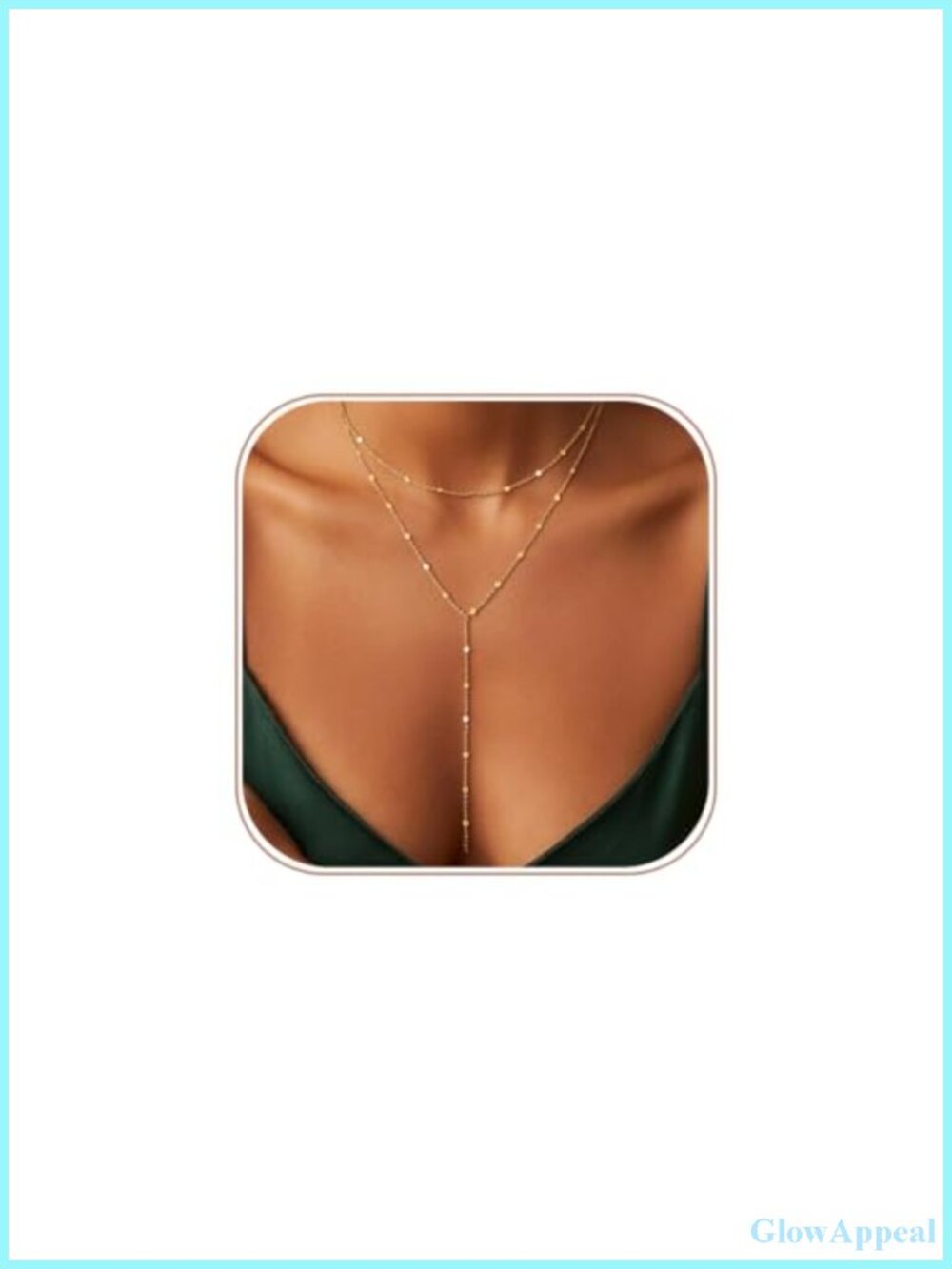 14K Gold Plated Layered Lariat Y-Necklace for Women Dotted Chain